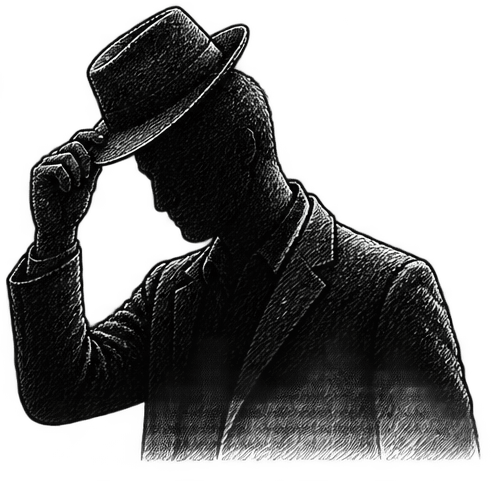 Illustration: Silhouette einer Person, die grüßend den Hut lüftet
